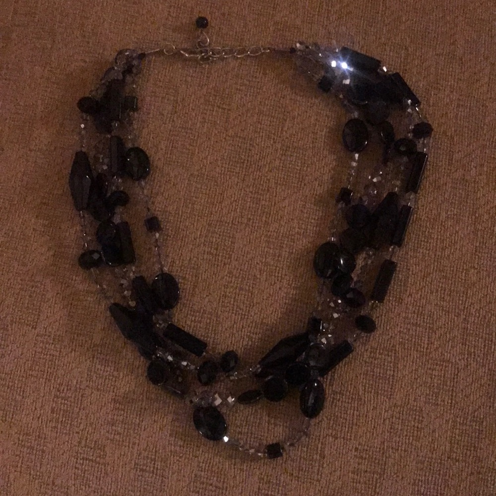 Chico’s black and clear bead 4-strand necklace